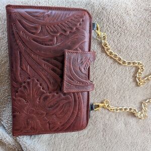 Hand tooled leather wallet